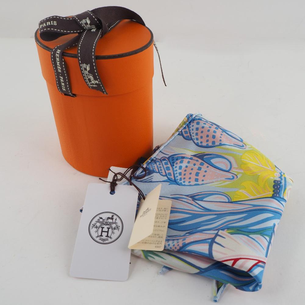 Hermes Eșarfă Rosan Junano Dance Pacific albastru/roz mătase Femei Folosit