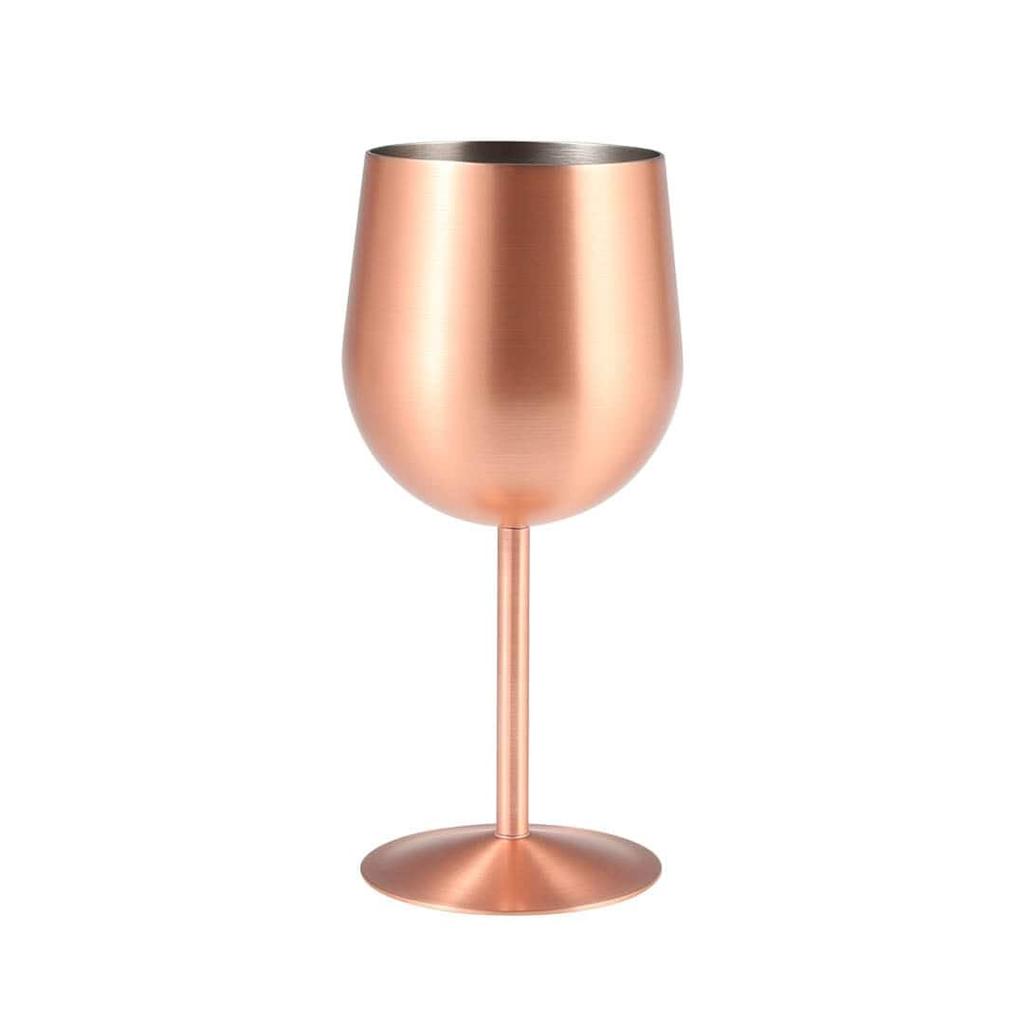 Dulton Wine Stainless Steel and Matte Timeless and Expressive Wine Height Diameter Glass, Copper, Placeless, Glass, 180mm, 74mm, Capacity 350ml,