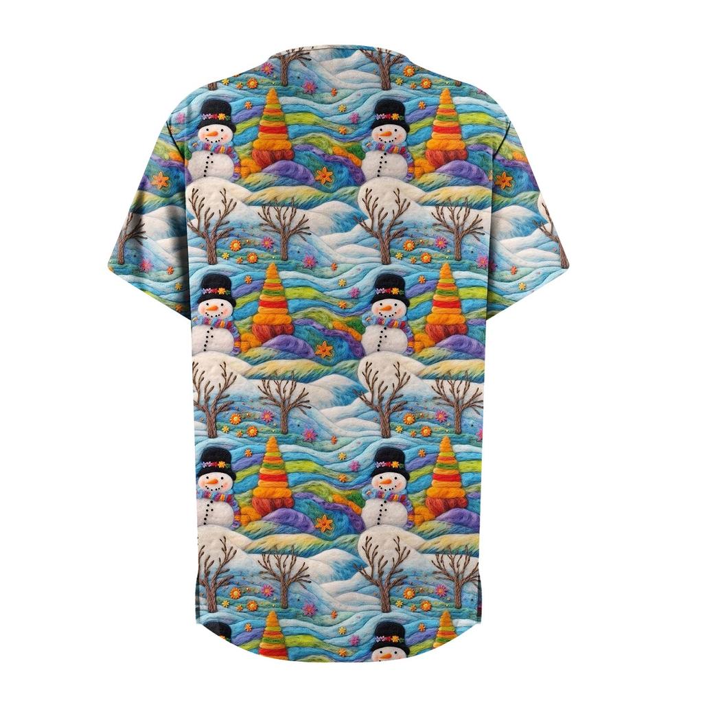 Women's Fashion Printed Short Sleeve V Neck Pattern Tops Pocket Working T-shirts