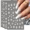 4pcs Christmas Nail Stickers with Snowflake Patterns, 3D Self-adhesive Paper Suitable for DIY Nail Art Ladies During Holidays