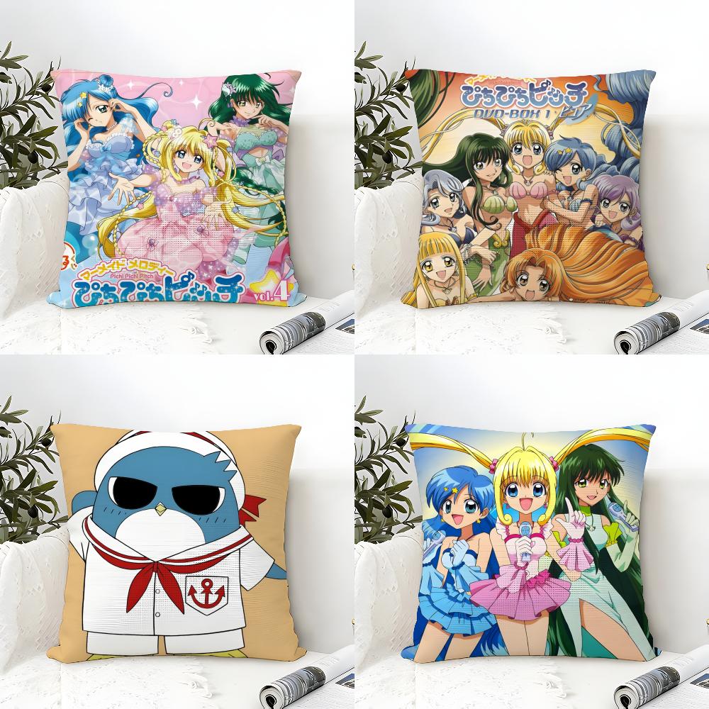 Comic Anime M-Mermaid Melody Pichi Pichi Pitch 5 Pillow Case Natural Linen Double-Sided Printing Sofa Home Decor Cushion Cover