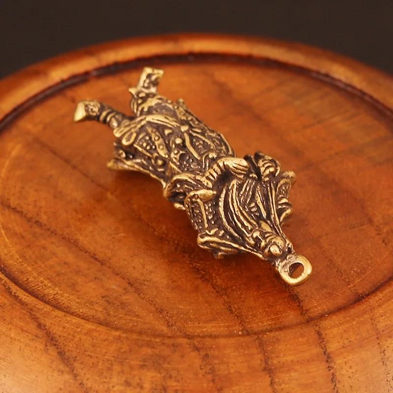 Retro Chinese Copper God of Wealth Guan Gong Figure Statue Ornament Desk Decor Handmade Retro Creative Pure Copper Guan Gong