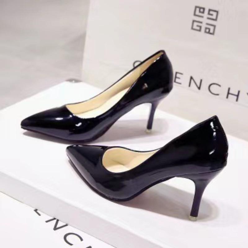 

Nude stiletto high heels pointed black work shoes women s patent leather blue large size shoes red wedding shoes 34