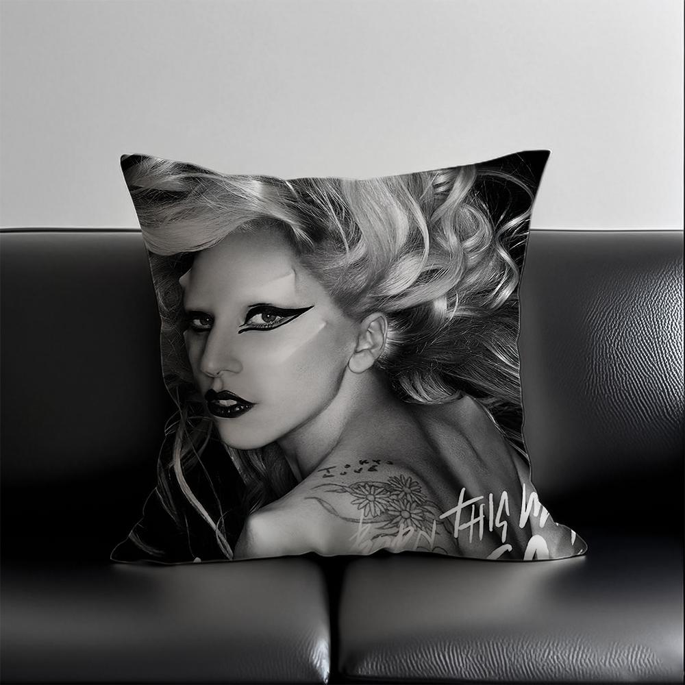 Singer L-Lady Gaga Mayhem Pillow Case Anti-Dustmite Pillowcase Invisible Zipper Silky Short Plush Sofa Cushion Cover