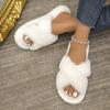 Fashion Cross Belt Women's Plush Slippers for Foreign Trade Cross-border Slippers, Open Toe Slippers Home Girls' Warm Cotton Slippers