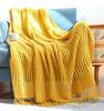 Luxury Solid Color Fringe Bean Blankets Tassels Knitted Throw Blanket Chunky Cozy Farmhouse Gift All Season Comfort For Home