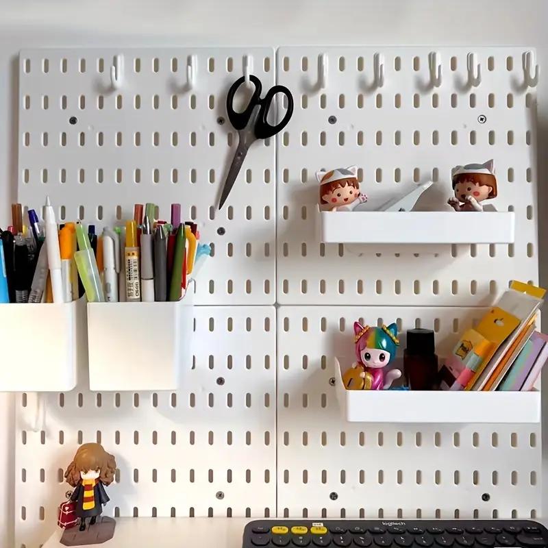 Panou perforat din plastic PP fără găurire, montat pe perete, organizator de bucătărie cu cârlige și rafturi, depozitare ajustabilă pentru baie, birou, unelte