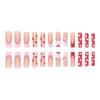 Valentine's Day Pink Peach Heart Bow Strawberry Long Water Pipe French European and American Fake Nails Sweet Wearing Nail Art Tablets