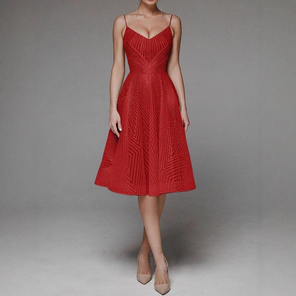 2021 Frühling/Sommer Damen Europäisches & Amerikanisches Besticktes Ärmelloses Sexy Langes Abendkleid