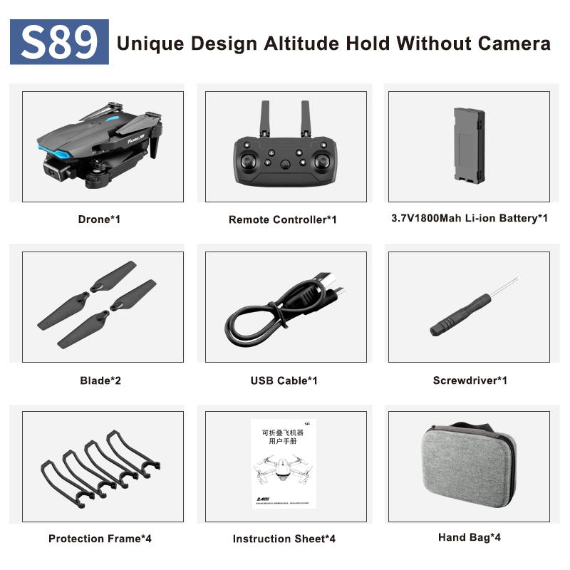 2022 New Mini Drone S89 Pro 4k HD Dual Camera WiFi Fpv Dron Height Preservation Quadcopter Rc Helicopters Quadcopter Boy Toys