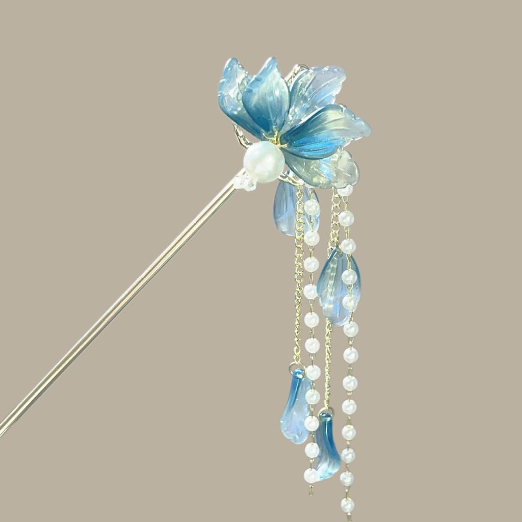 Classic Hair Stick Peach-blossomhair Chopsticks Gold Plated Prong Updo Chignon Hairpin For Women Chinese Hanfu Hair Accessories