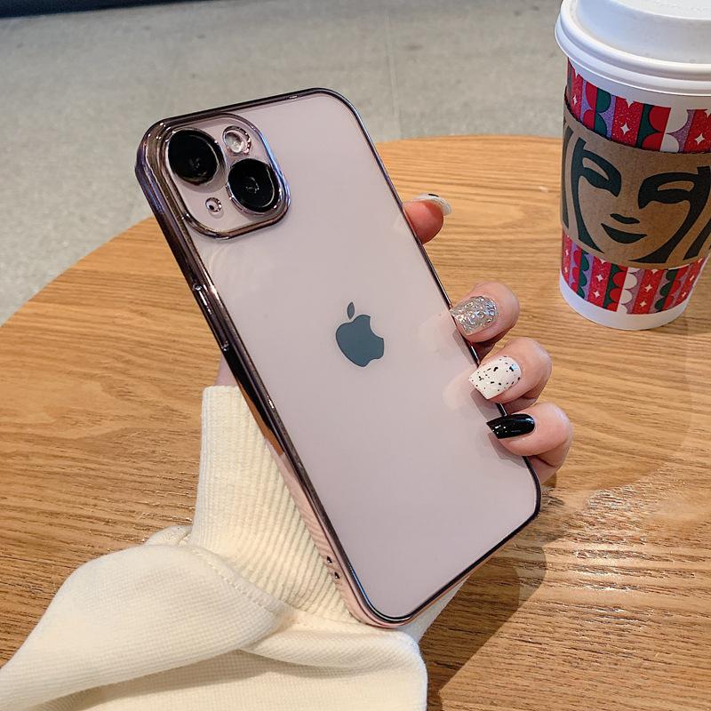 

Гальваническое покрытие подходит для чехлов для телефонов iPhone13, Apple 14ProMax прозрачный 12 противоударный 11 полная защита простые защитные чехлы iPhone 16 Pro max 6.9 inch