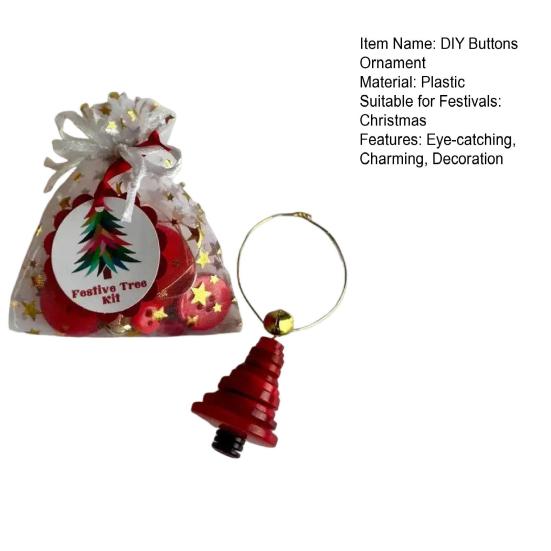 DIY Christmas Button Ornament Making Set Stacked Button Craft Kits Christmas Tree/Santa/Snowman/Angel Hanging Decoration