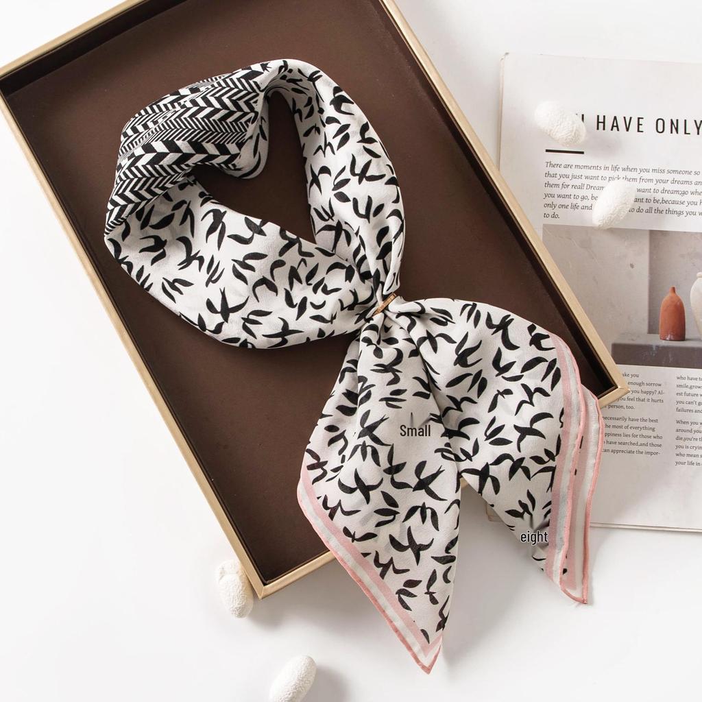 2025 Autumn Elegant Print Silk Crepe Scarf - Mulberry Square Shawl and Sunscreen Accessory for Women