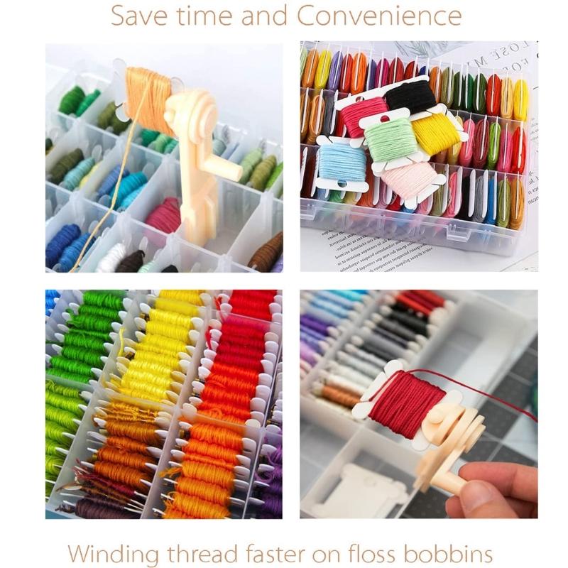 String Winder Thread Card Embroidery Plastic Thread Bobbins Floss for Manual Storage Holder Winding Stitches Wound