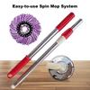 Stainless Steel Mop Rod with Adjustable Handle 360 Degree Rotation Floors Hair Dust Stains Deep Cleaning Spin Mop