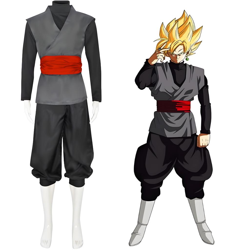 Mens Black Cosplay Costume Anime Kung Fu Suit Outfits Uniform Halloween Full Set