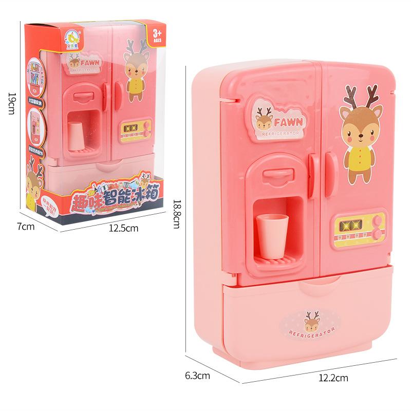 Children'S Simulation Kitchen Mini Appliances Refrigerator Toys Double Door Refrigerator Model Girl Play House Toys