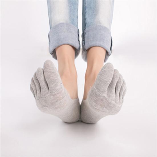 Women Ankle Invisible Non Slip Cotton Silicone Hosiery Five Finger Toe Socks