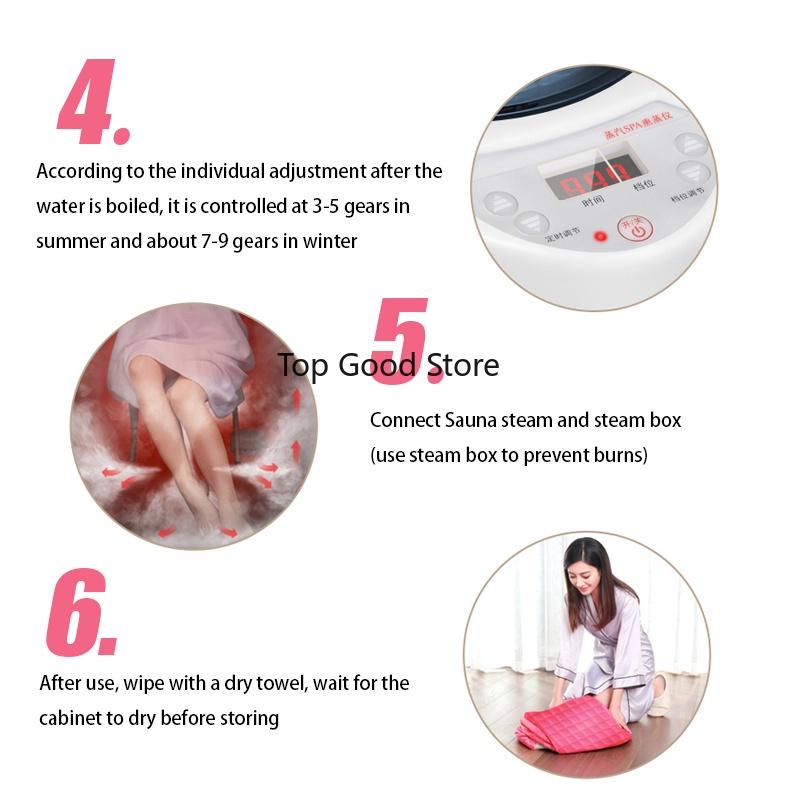 1000W 2L Dampbad Bærbar Spa-rom Hjem Helkropps Slanking Sammenleggbar Detox-terapi Damp Sammenleggbar Badstuekabin Badstuegenerator