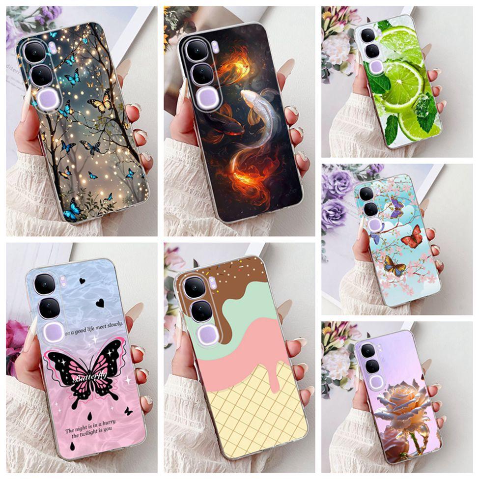 For Vivo V40 Lite 5G IDN Case V2417 Clear Cute Cat Fashion Butterfly Love Painted Soft Phone Case For Vivo V40 Lite 4G IDN Cover