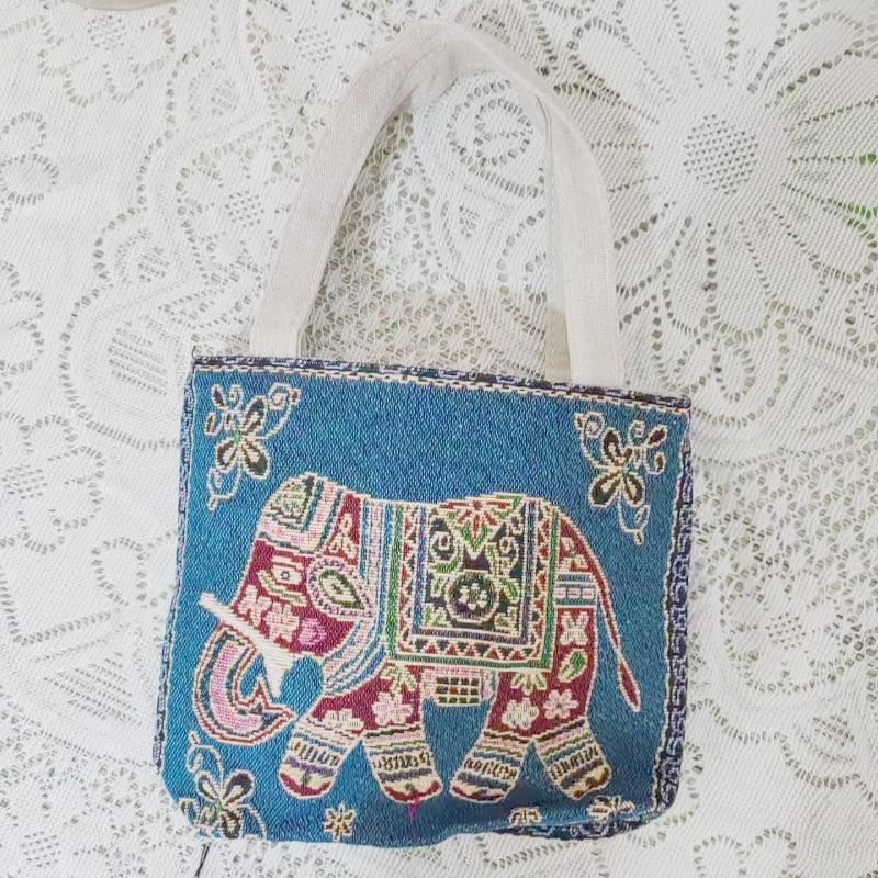 Dai Canvas Bag Small Double-sided Embroidered Handbag Shoulder Bag Women's Cartoon Animal Tote Bag