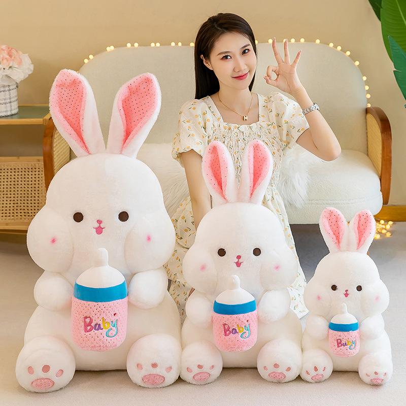 New Bottle Rabbit Doll Plush Toy Cute Little Rabbit Doll Rag Doll Children's Doll Birthday Gift