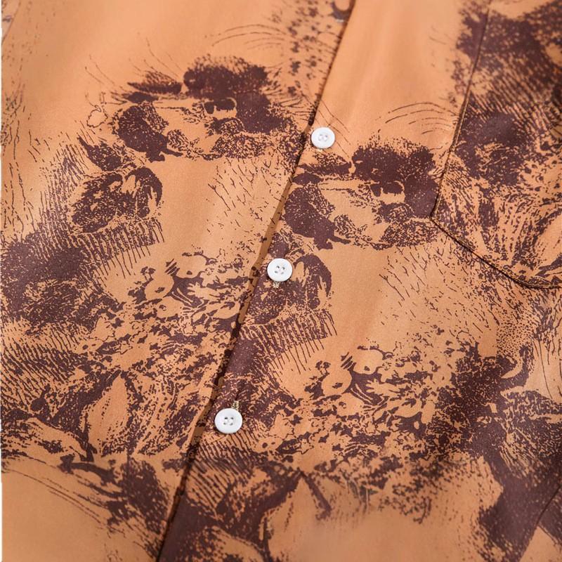 Summer Retro Oil Painting Flower Shirt Men's Short-sleeved Cuban Collar Shirt Hawaiian Loose Couple Jacket