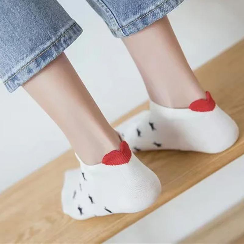 5 Paar Damen Socken Frühling Sommer Kurze Socken Dreidimensionale Herzförmige Socken Cartoon Glücklich Lustig Niedlich Baumwollsocken