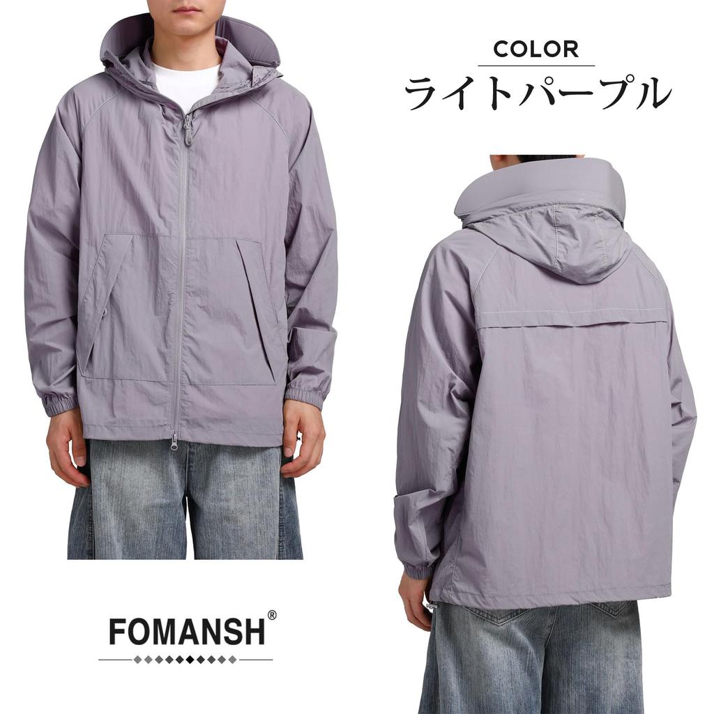 FOMANSH UV Protection Hooded Loose Full Street Comfortable for Outdoor Wear Men's Jacket, Breathable, Lightweight, Fit, Zip-Up, Style,