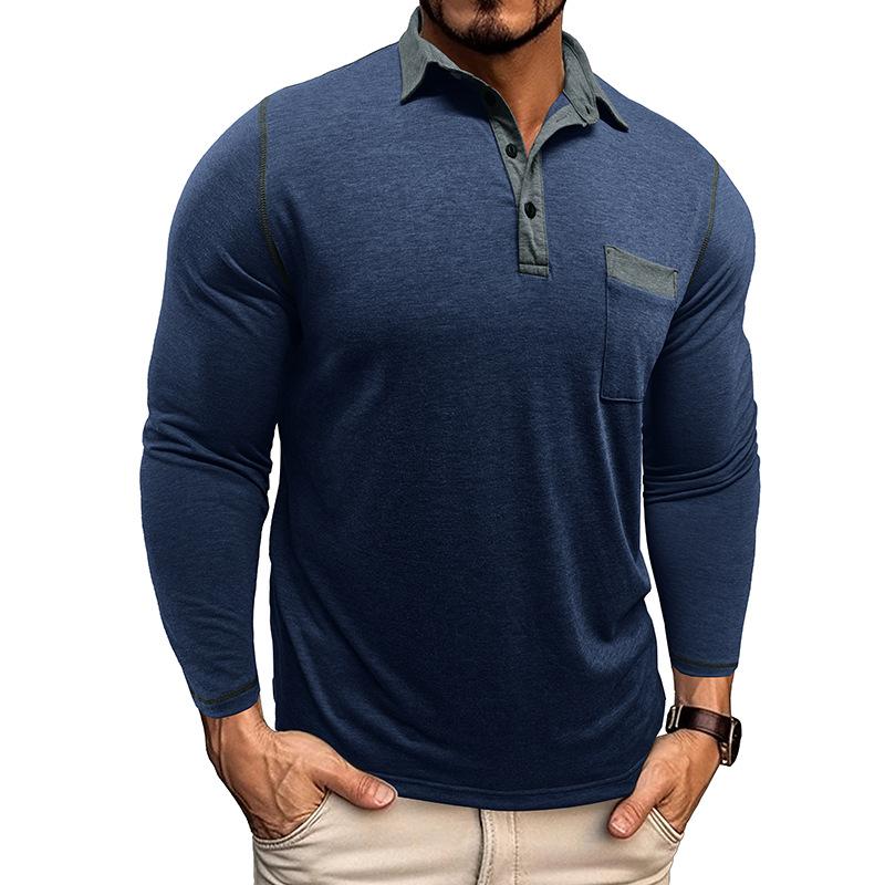 Men's Collared Polo Shirt Long-Sleeved Autumn Casual Sweatshirt Men's Plus Size T-Shirt Asymmetrical Design