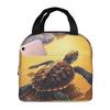 Meeresschildkröte am Strand Isolierte Lunchtasche für Damen Kinder Tragbare Lebensmittelboxen Thermische Lunchbox Tragetasche