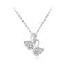 Elegante Weißgold Doppel-Schwan Anhänger Schlüsselbein Kette für Damen