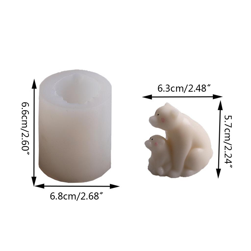 Handmade 3D Silicone Concrete Molds, Mother and Child DIY Polar Bear Candle Making for Home Window Decor