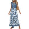 Sleeveless Round Neck Floral Print Maxi Dress Casual Loose Fit Long Dress Lightweight Summer Sundress for Women