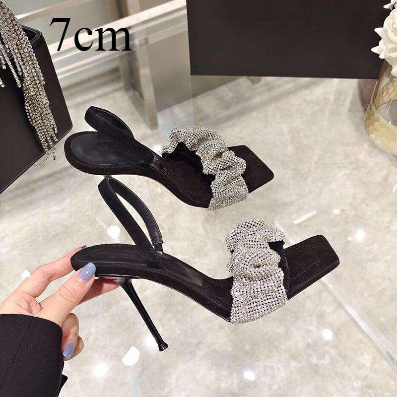 Fashion Sandals for Women 2025 Summer New Style Slim Heels High Heels Women's Rhinestone Sandal Womens Slippers Women Designer Sandals