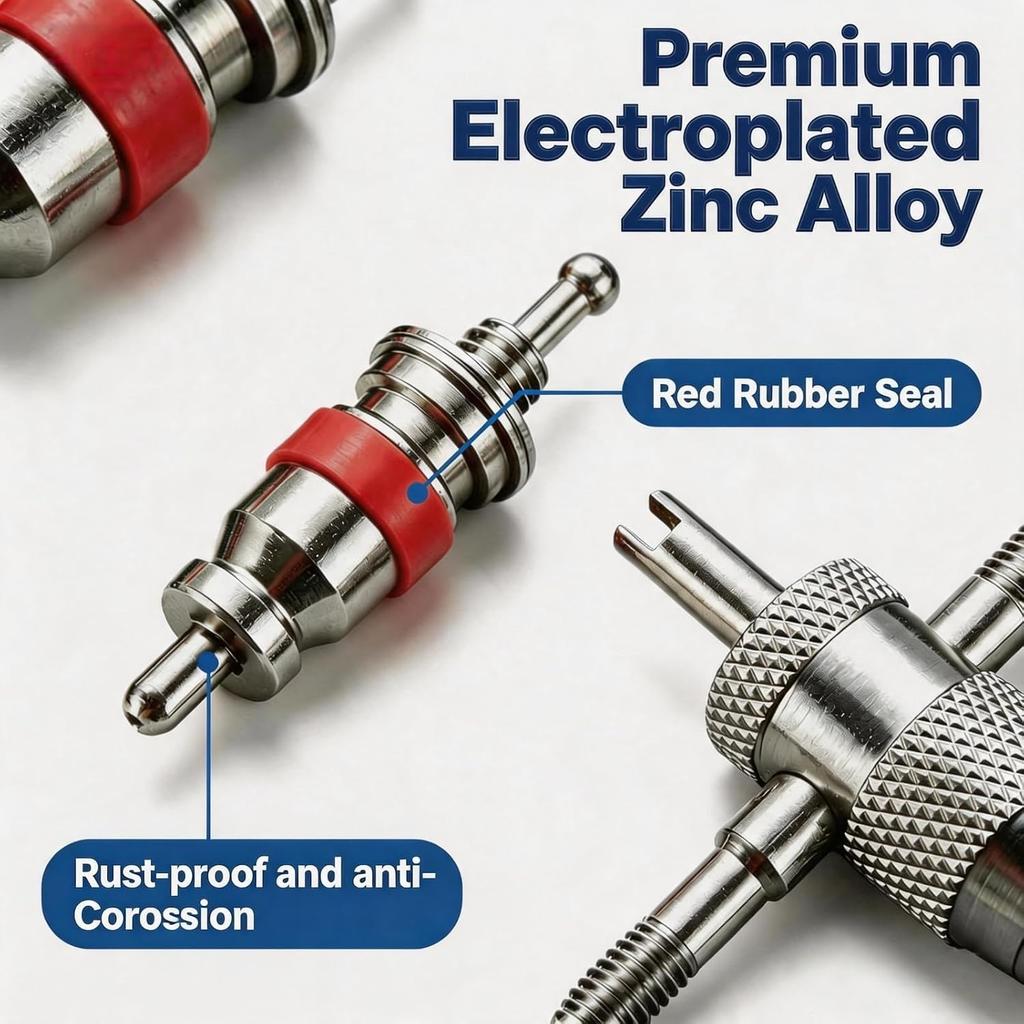 62Pcs Valve Core Remover Tool,30 PCS Valve Cores,30 PCS Tire Valves Caps,1Pcs Valve stem Removal Tool,1 PCS 4-Way Valves Tool,Suitable for