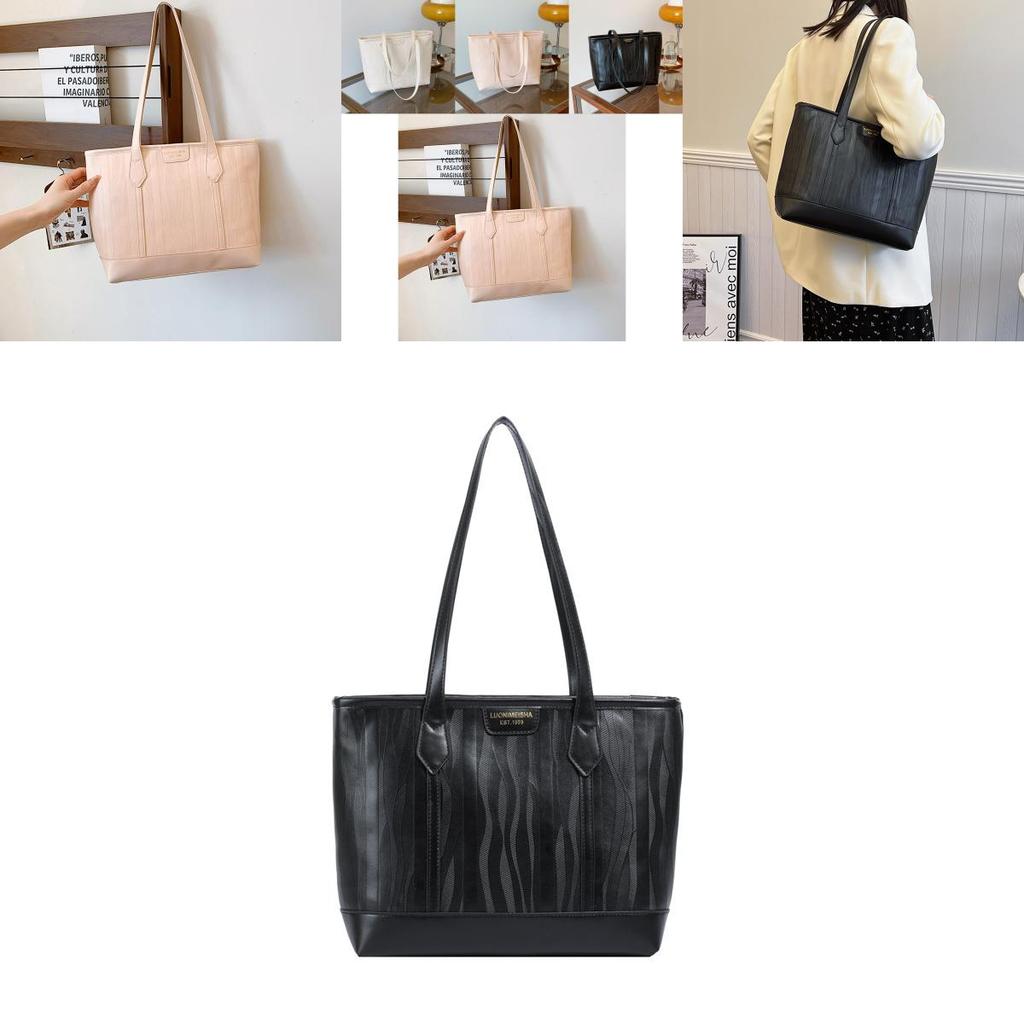 Elegant Pu Leather Large Capacity Tote Bag For Women Stylish Daily Handbag With Zipper Closure