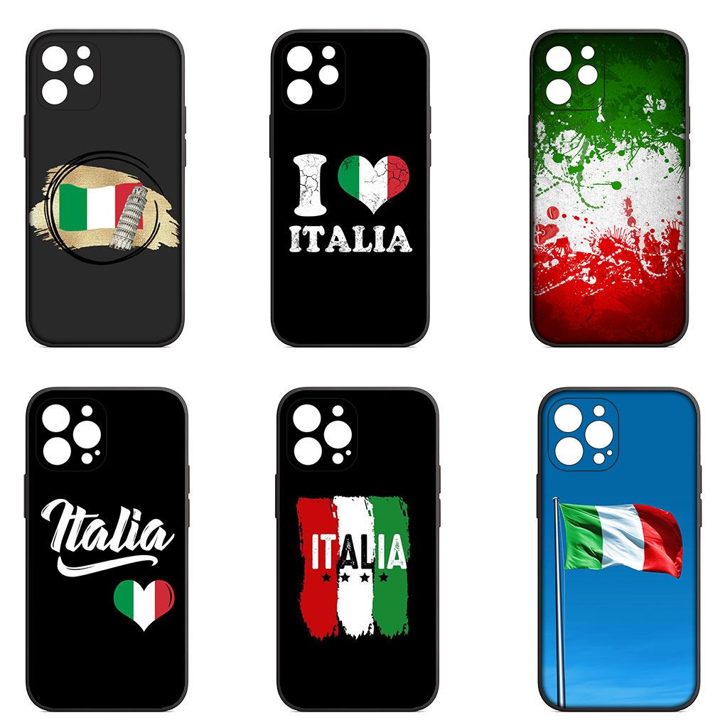 Italie Drapeau Italia Housse Souple en Silicone pour Apple iPhone 15 14 Plus 13 12 Mini Pro Max XR + 13Pro 14+ 15+ Coque de Téléphone