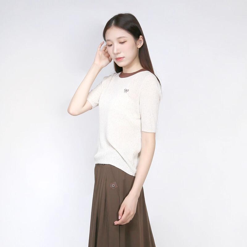 Sweet Basil Women's Thin Round Neck Short Sleeve Knit Top Z1EB43155A