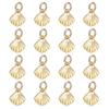 16Pcs Brass Charms, with Jump Rings, Scallop Shell Shape, Golden, 9x8x3.5mm, Hole: 3.4mm