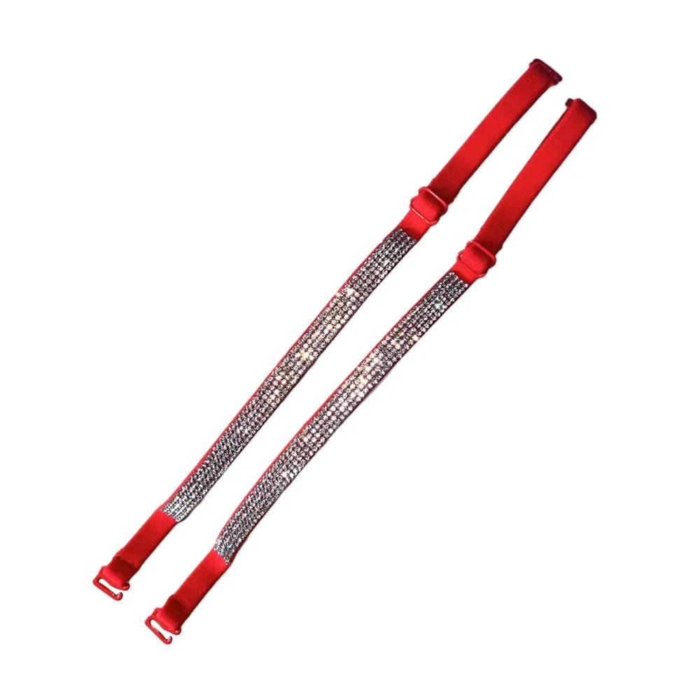 1 Paio di Spalline per Reggiseno con Strass Scintillanti Sostitutive Spalline Invisibili Tessuto ad Alta Elasticità Spalline per Reggiseno a Collo Alto