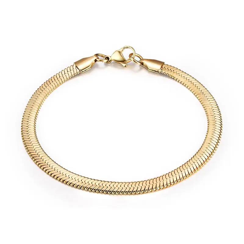 New 925 sterling silver 4MM Snake Chain Bracelet For Women Men Classic Gold Charm Bracelets Jewellery Wholesale Dropshipping