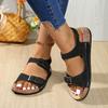 Summer Women Sandals Plus Size Comfortable Flat Sandals 2025 New Brand Open Toe Sandals Belt Buckle Casual Shoes Women