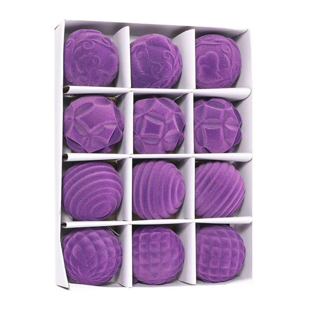 

12 шт. Пластиковые бархатные рождественские шары 6 см Подвеска на рождественскую елку Помолвки фиолетовый