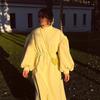 European and American women's clothing autumn and winter new fashion lantern sleeves slim casual pendulum A-shaped dress long dress