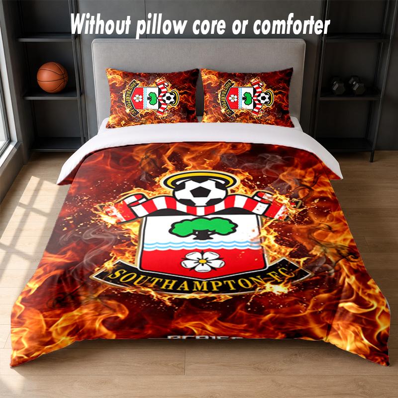 Southampton Fotbalový Design Postel Povlečení Sada 1 Povlak na Peřinu + 2 Povlaky na Polštář Měkké Prodyšné Domácí Ložní Prádlo