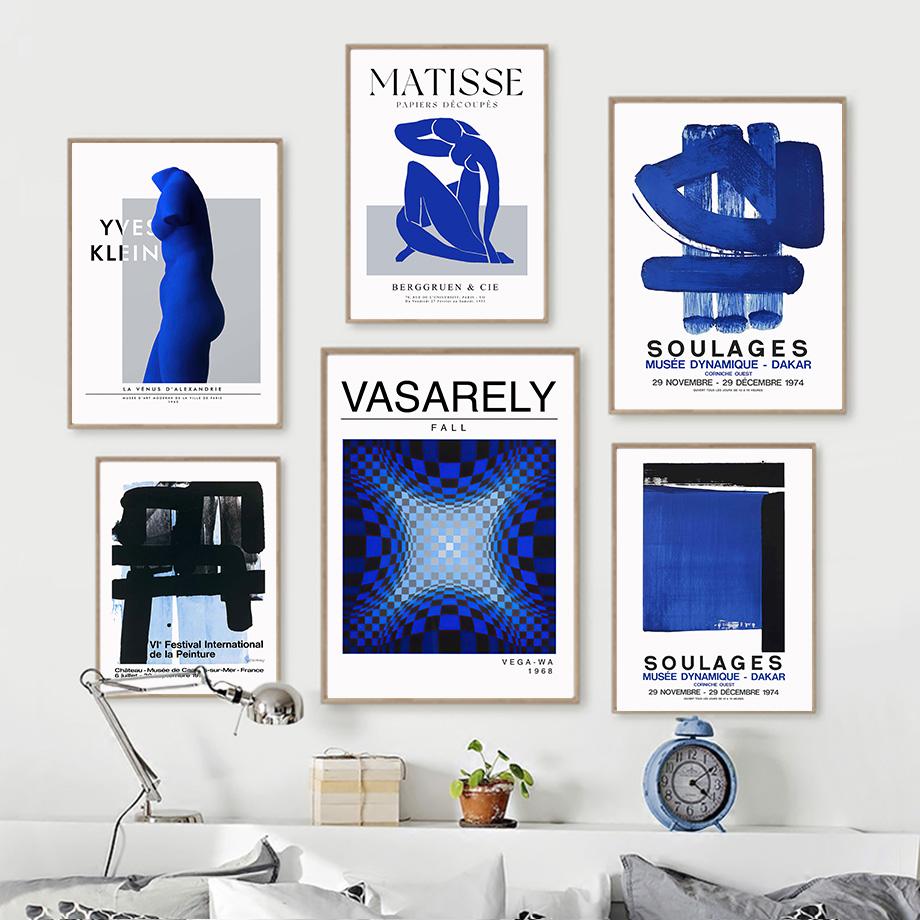Abstract Vasarely Matisse Poster Kraft Club Bar Wall Art Canvas Painting Vintage Posters Prints Bedroom Study Decor
