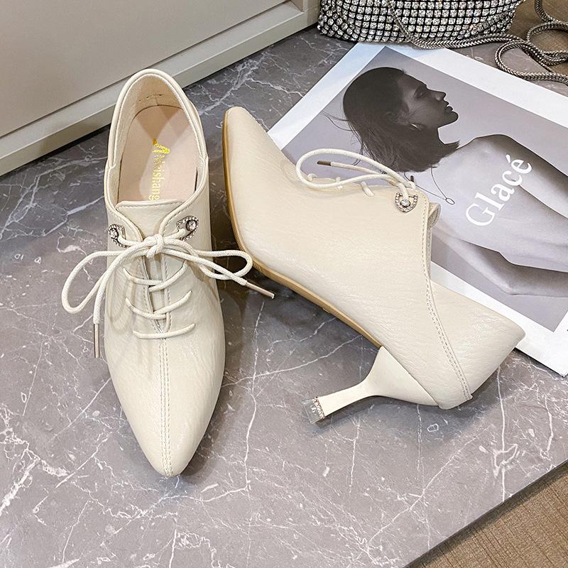 

Новая женская обувь весна и осень острый носок тонкий каблук высокие каблуки темперамент маленький каблук глубокий вырез туфли-лодочки обувь из мягкой кожи 40