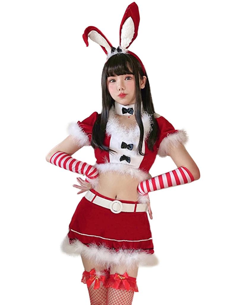 Milky Time Women's Sexy Santa Claus Bunny Girl Costume (Red)